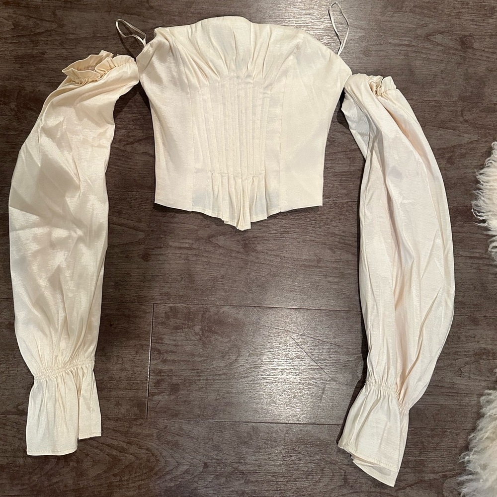 Silk sleeved corset top